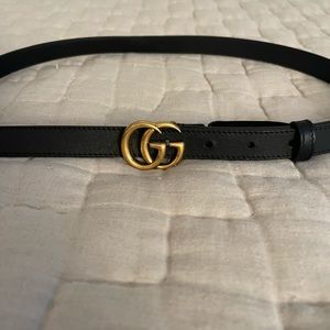 Gucci Black Leather belt with Double G Buckle